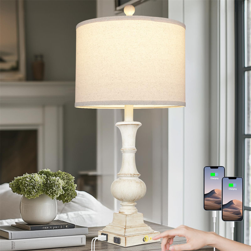 Lampe de table de ferme 28 "avec prises USB A et C rapides