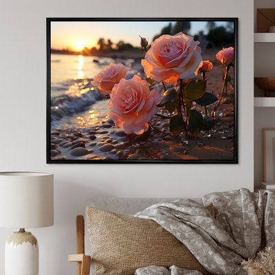 Magnifique coucher de soleil «Rose Ocean Beach I» - Art mural rose