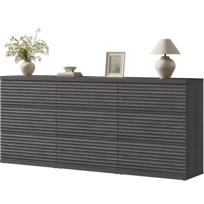 Commode à 3 tiroirs cannelée moderne avec motif escamotable
