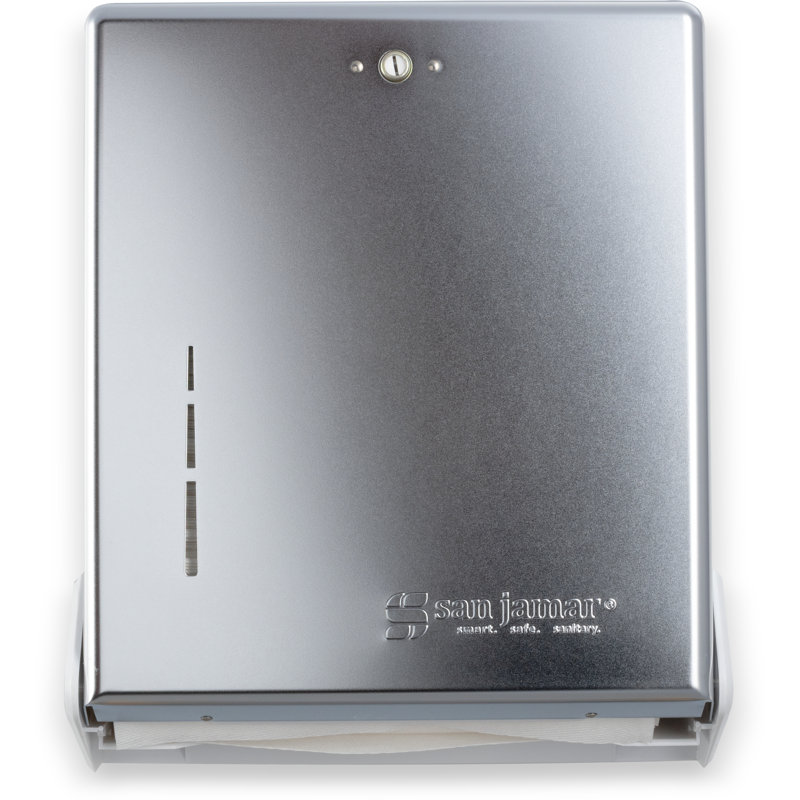 True Fold Metal Front Cabinet Towel Dispenser in Chrome, Silver