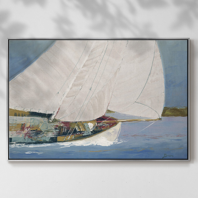 LAC SAILING, reproduction d'art sur toile encadrée, Argent, H 37 po x l 25 po x P 2 po