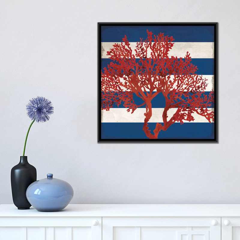 « red corail i », impression sur toile, H 37 po x l 37 po x P 1,5 po, Toile avec cadre noir, Pas de tapis