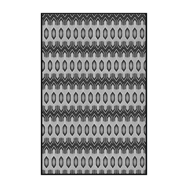 Tapis noir/gris tissé à la machine, Rectangle 5 pi x 7 pi