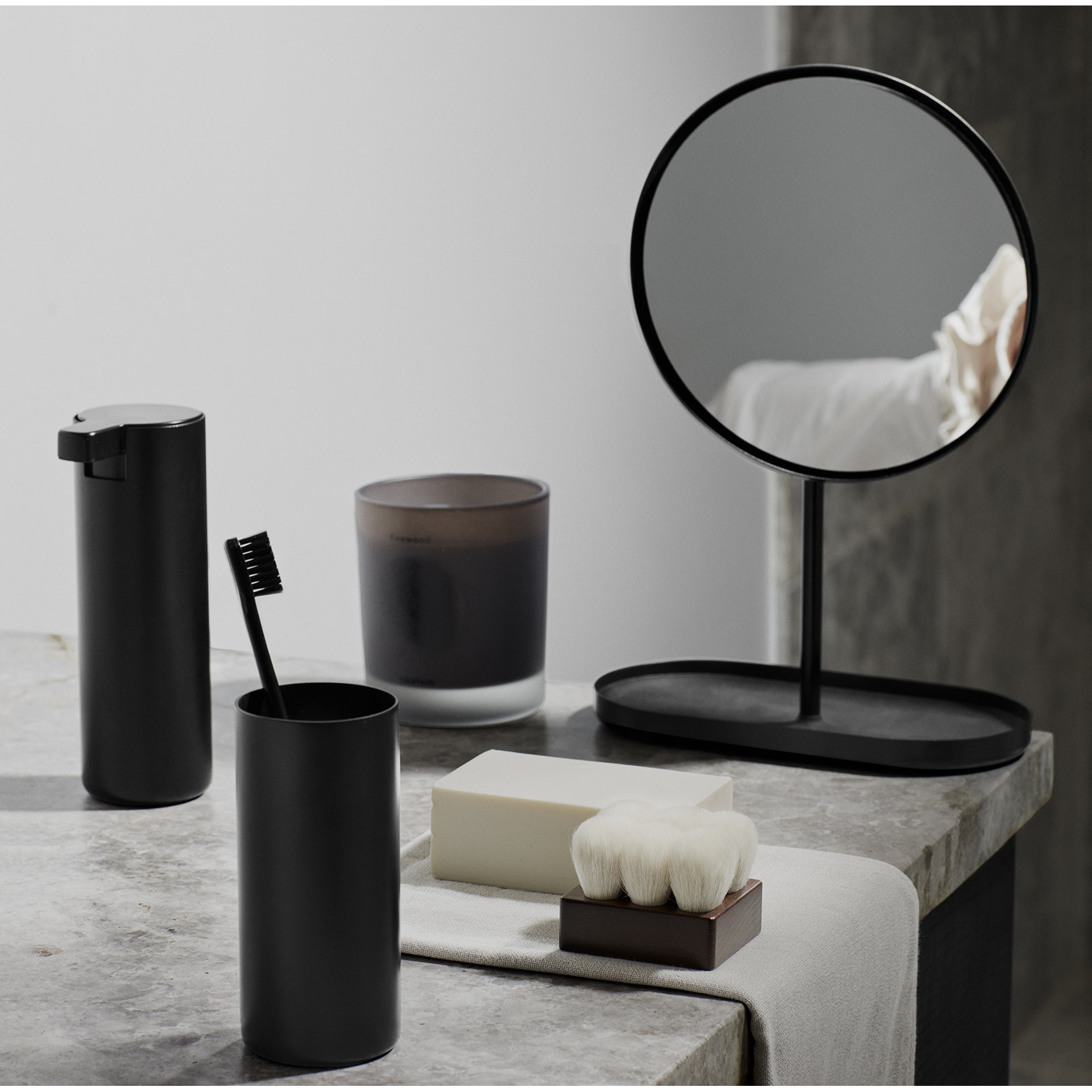 blomus Modo 8" Mirror, Black