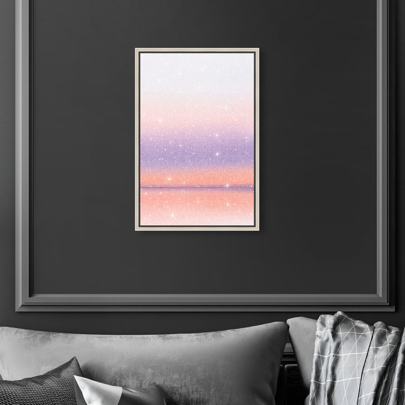 Peach Coastline Print by Oliver Gal, 46"H x 31"W, Silver Floater Frame