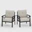 Ensemble de 2 fauteuils en métal toutes saisons, structure kaki avec coussins beiges