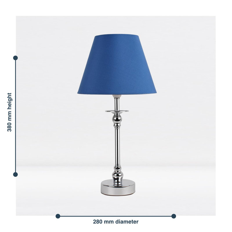Lamons Metal Table Lamp, Blue, Polished Chrome