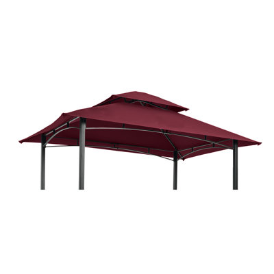Double-Tiered Grill Gazebo Replacement Canopy Top for 8x5 Ft BBQ Tent - UV Resistant & Water Repellent Brown Roof Cover