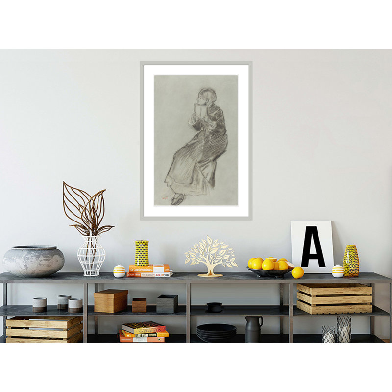 Femme lisant un livre par Edgar Degas, impression giclée encadrée, H 41,5 po x l 29,28 po