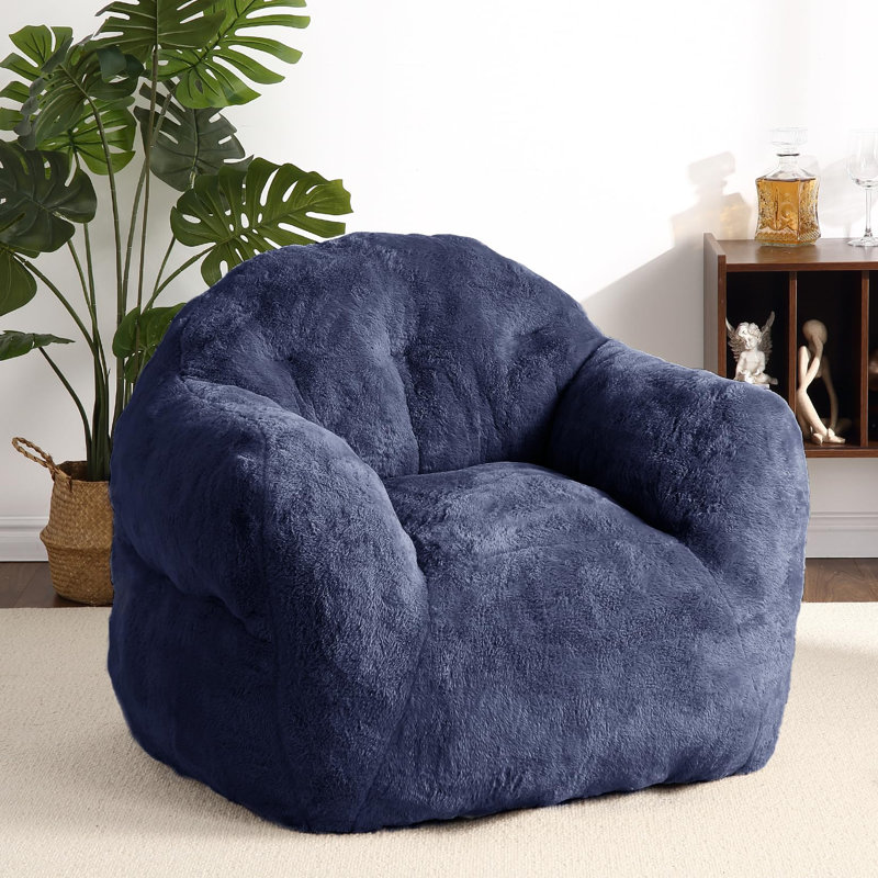 Fauteuil à billes, fauteuil à billes avec accoudoirs, Velours beige, H 28 po x l 37 po x P 39 po
