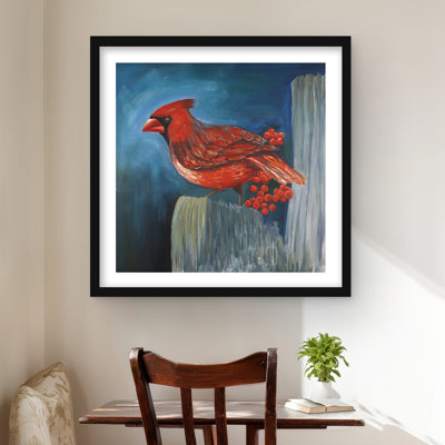 Redbreast Bird on a Branch - Holidays Bedroom Framed Print