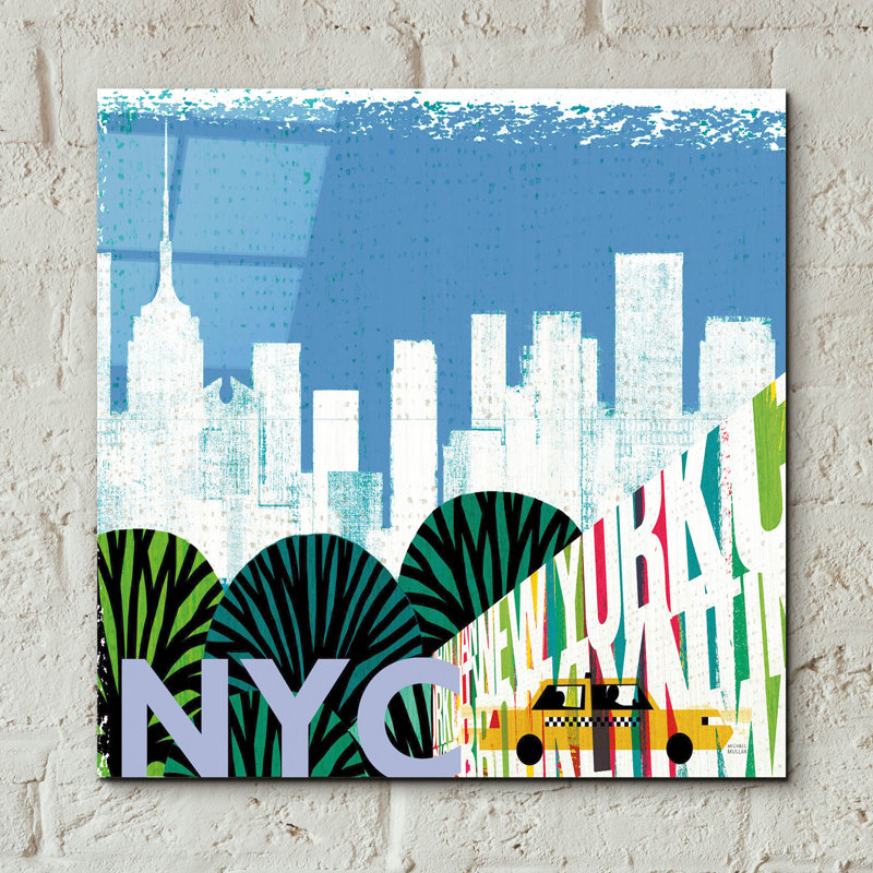 Art mural en verre New York City Life Nyc 'par Michael Mullan, H 12 po x l 12 po x P 0,13 po