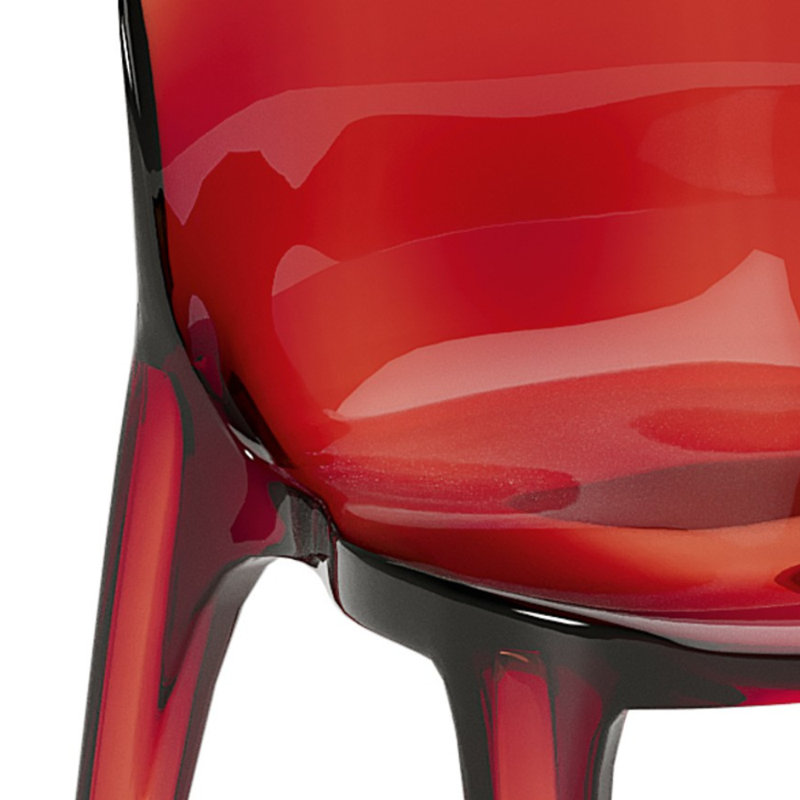 SET OF 4 POLYCARBONATE CHAIRS RUBY - RED, Red