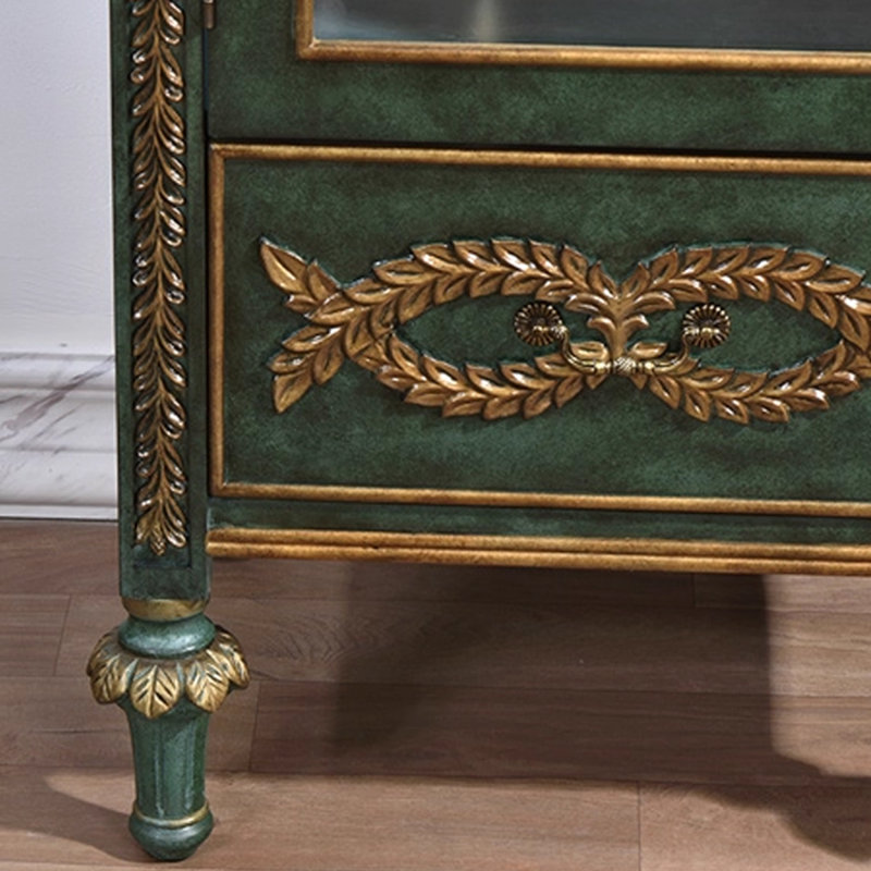 Green Solid + Manufactured Wood+Glass Display Cases