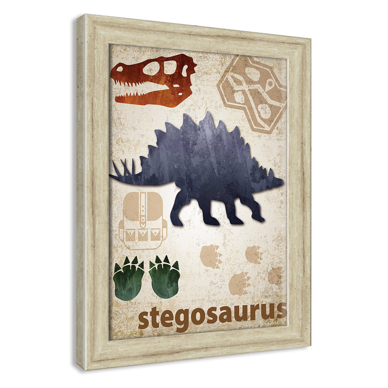 Décalcomanie murale Dinosaures-02 ', H 16 po x l 12 po x P 0,625 po, Cadre plat beige