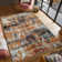 Abstract Durable Performance Rust/Blue Indoor Area Rug