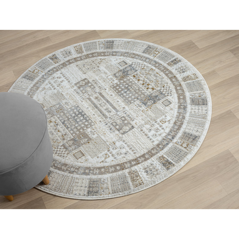 Zahra in Kashkuly design, cream Rug, Round 120cm
