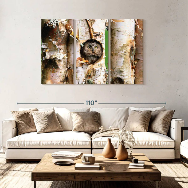 Brampt Owl In Tree Hole, 48" H x 74" W