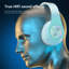 Casque d'écoute sans fil Bluetooth avec caisson de basses, casque d'écoute Bluetooth avec lumière DEL 5,2 pour la musique, les jeux et les sports-843093810