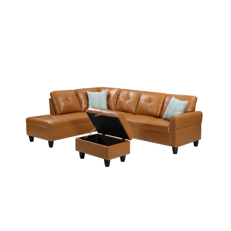 Canapé modulaire avec repose-pieds Hannah, Gingembre gingembre