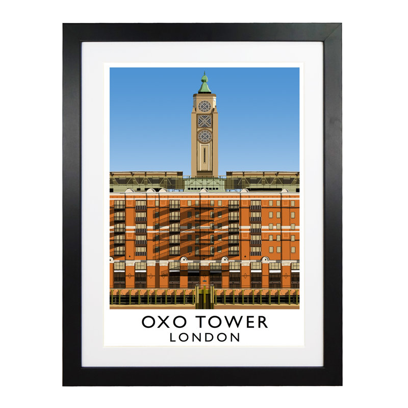 Oxo Tower by Richard O'Neil - Print, 43.5 cm H x 33.5 cm W x 2.2 cm D, Black Wood Frame