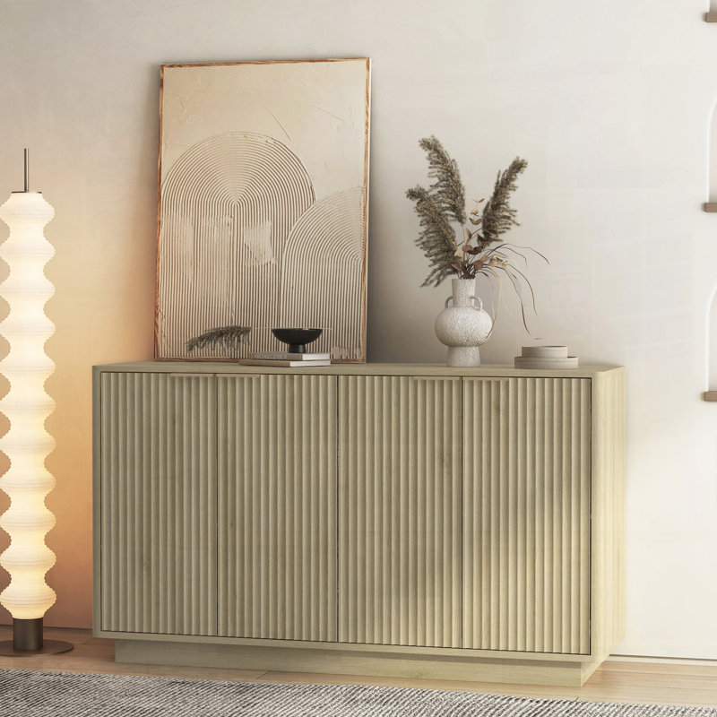 Buffet cannelé 55 po avec tablettes réglables, Bois