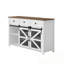 Buffet avec 3 tiroirs, tablettes réglables et porte de grange coulissante-1134981912
