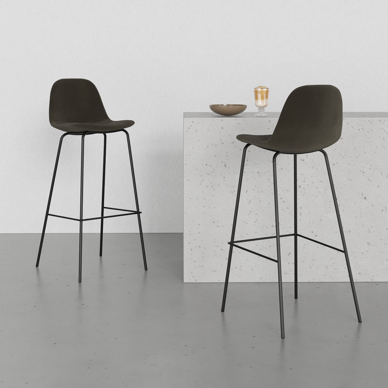 Kody Bar & Counter Stool, Bar Stool (30.5" Seat Height), Bella Smoke Performance Velvet