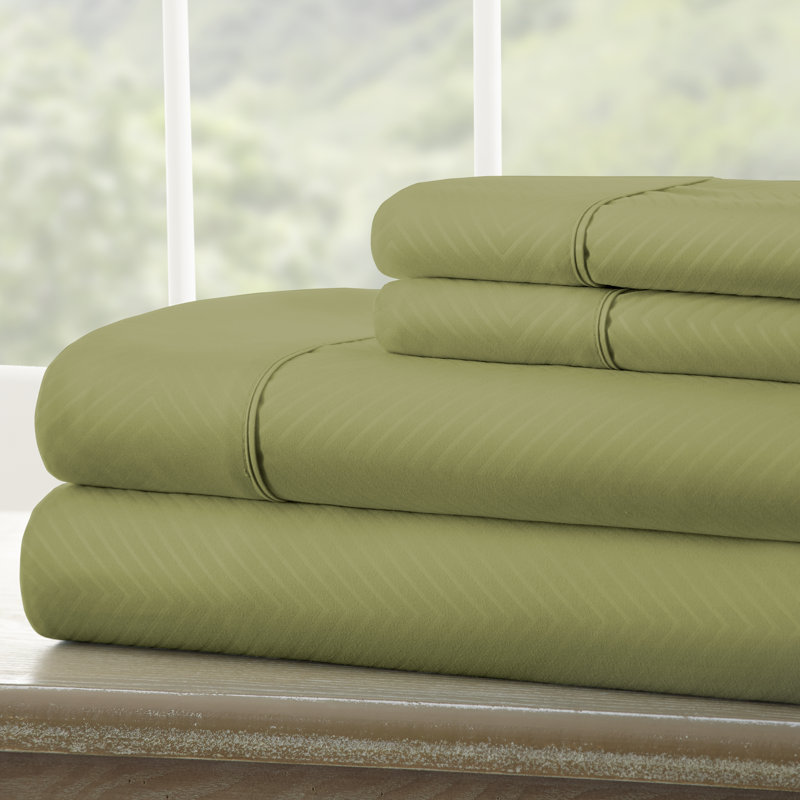 Sage Chevron Deep Pocket Full Microfiber Sheet Set