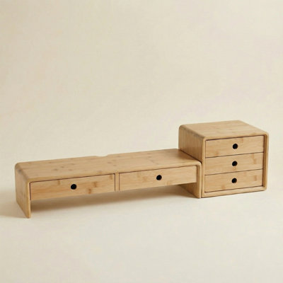 Bamboo Computer Ostos Riser For Desk With Bamboo Desk Drawer Storage Box Set