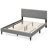 Queen Size Bed Frame with Linen Fabric Upholstered Headboard & Wooden Slat Support-434487958