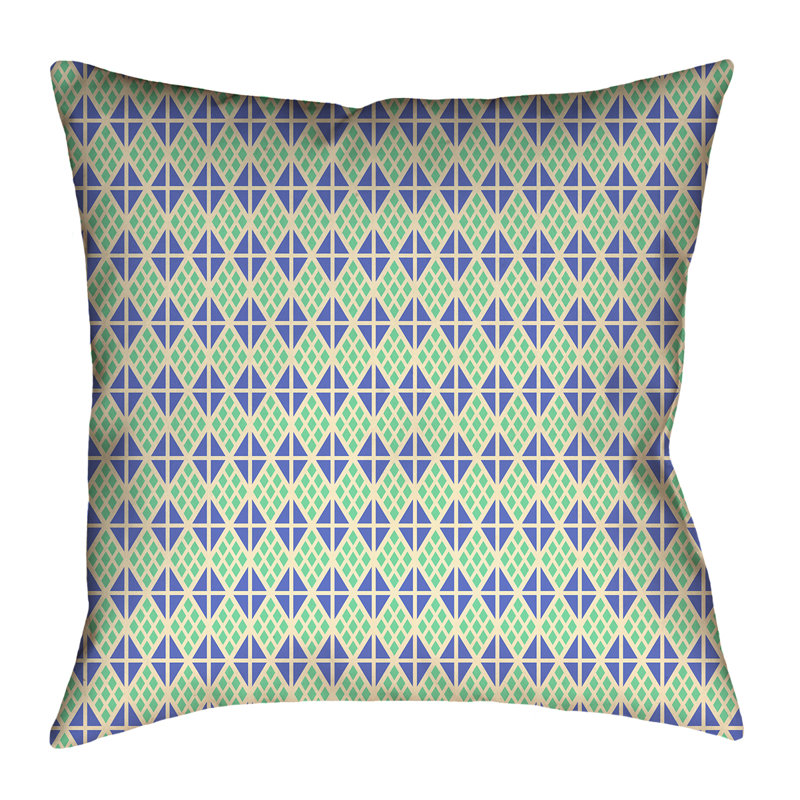 Coussin Katelyn Elizabeth, 16 po x 1 po, Vert / bleu, Faux lin