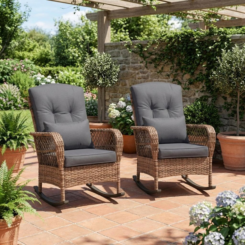 Patio Dining Set with, Brown, Grey