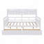 Lit de jour double, taille, support en lattes de bois, avec tablette de chevet et deux tiroirs, blanc-1230002041