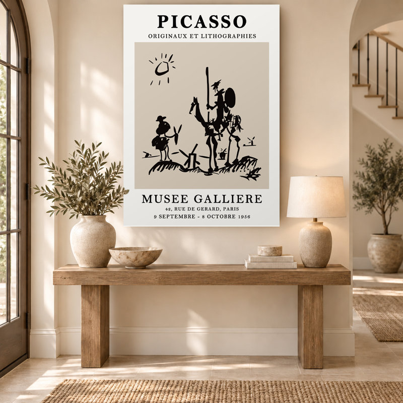 «Black and Beige», Don Quichotte, exposition rétro, art mural sur toile, H 24 po x l 16 po