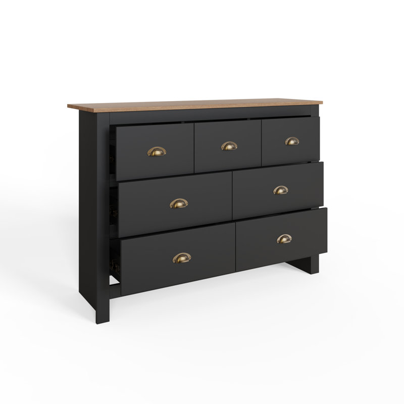 Gia 111.5cm W 7 - Drawer Chest of Drawers, Black