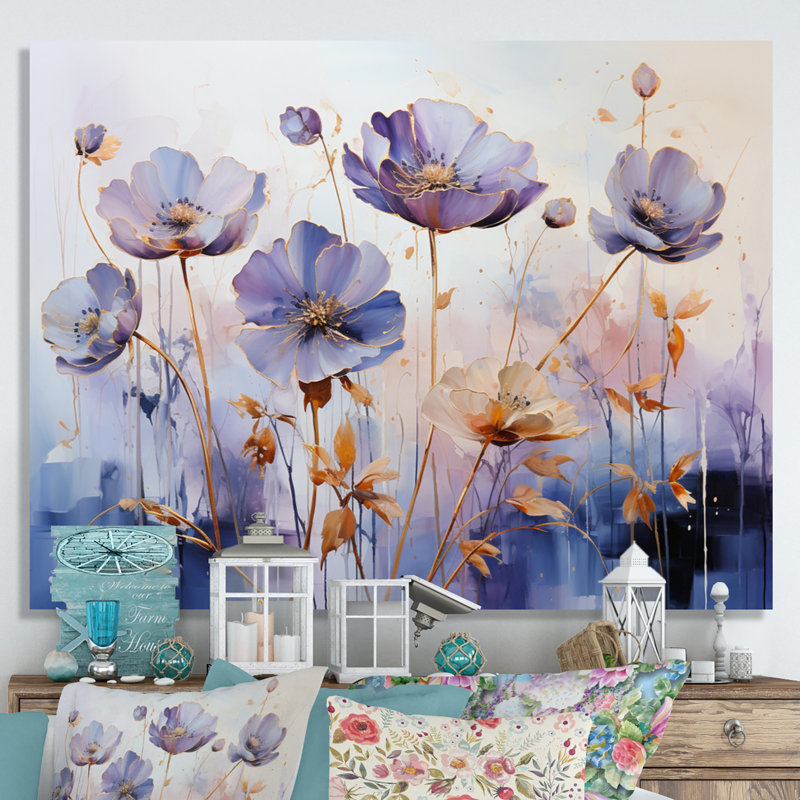 " Purple Botanical Serenade IV ", 40" W x 30" H, Wrapped Canvas