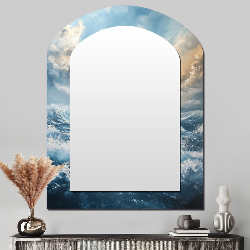 Miroir mural Parallel Beach Of Abstract Coastal Landscape I - White Arch, 43 po x 33 po