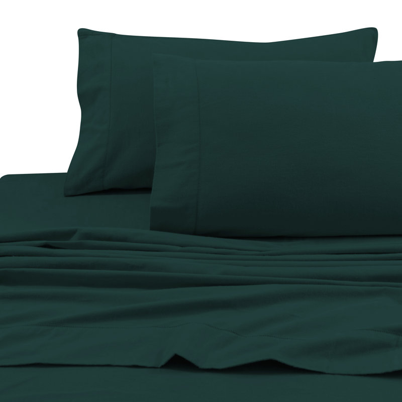 Flannel 100% Cotton Sheet Set, Teal, Full Sheet Set + Fitted Sheet + 2 Pillowcases