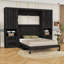 Grand lit escamotable en bois avec tiroirs et tablettes