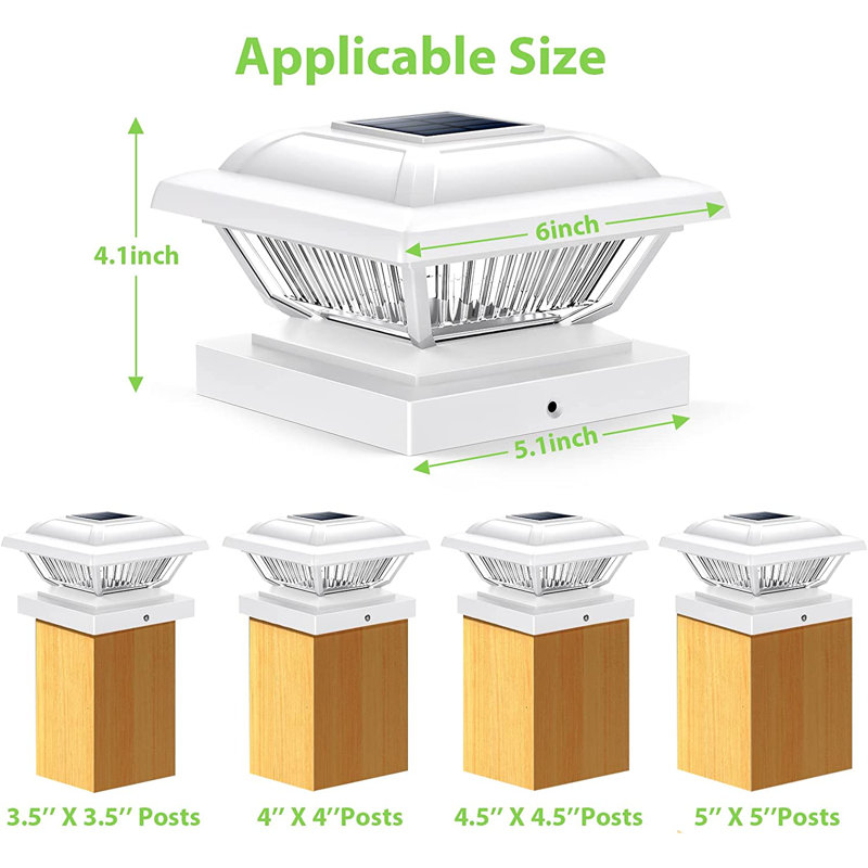 Low Voltage Solar Powered Integrated LED Fence Post Cap Light Pack, White