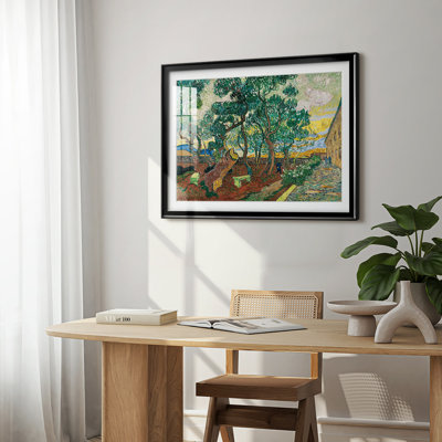 The Garden of the Hospital at Saint-Rémy-Vincent van Gogh-Framed - Fine Art Reproduction, Matted and Framed Under Acrylic Glass, Large Living Room Wall Art