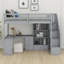 Loft Bed With L-Shaped Desk And Drawers, Cabinet And Storage Staircase-427457063