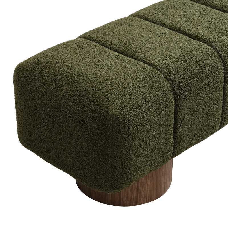 Banc rembourré Boucle, sans assemblage, H 18 po x l 64 po x P 16,75 po, Vert
