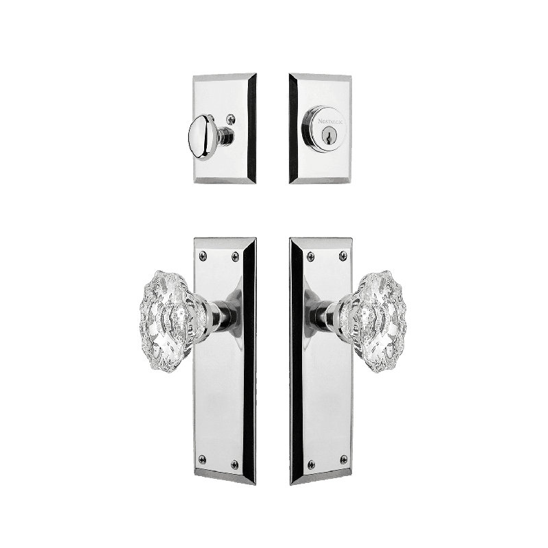 Ensemble d'entrée Nostalgic Warehouse New York avec bouton Chateau Crystal, 2.75, Chrome brillant