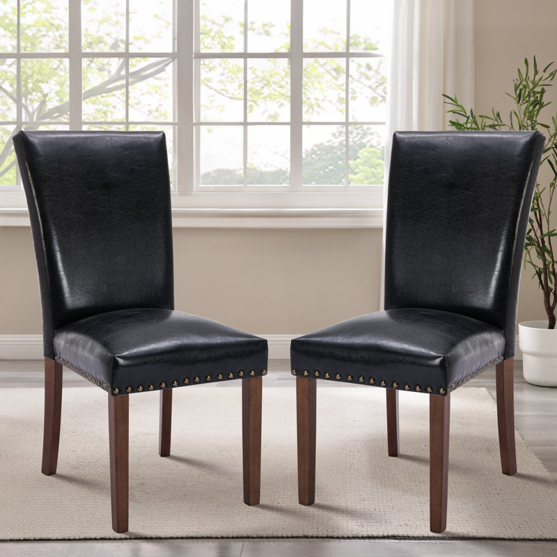 Chaise d'appoint de salle à manger rembourrée en cuir Darren-Lee, Noir