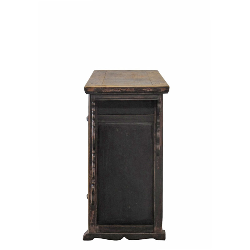 Carved Elm Dual-Drawer Cabinet