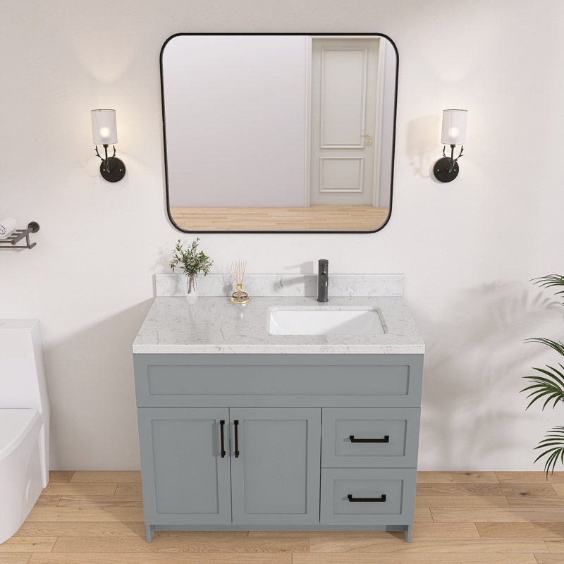 42 po X P 22 po Dessus de meuble-lavabo rectangulaire en pierre D