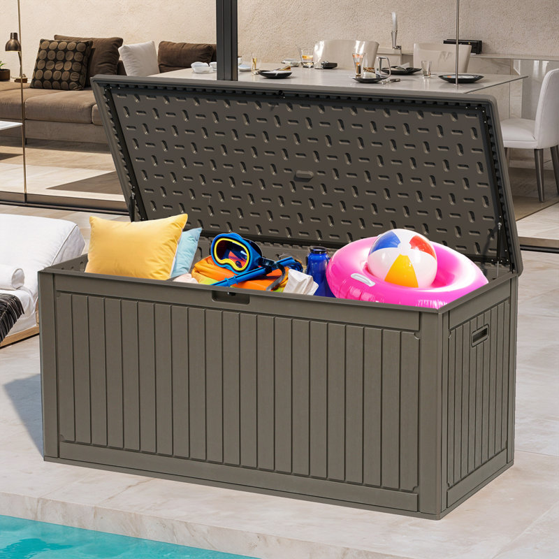 Coffre de terrasse verrouillable Balconera en résine résistante à l'eau 330 gallons - gris, Gris