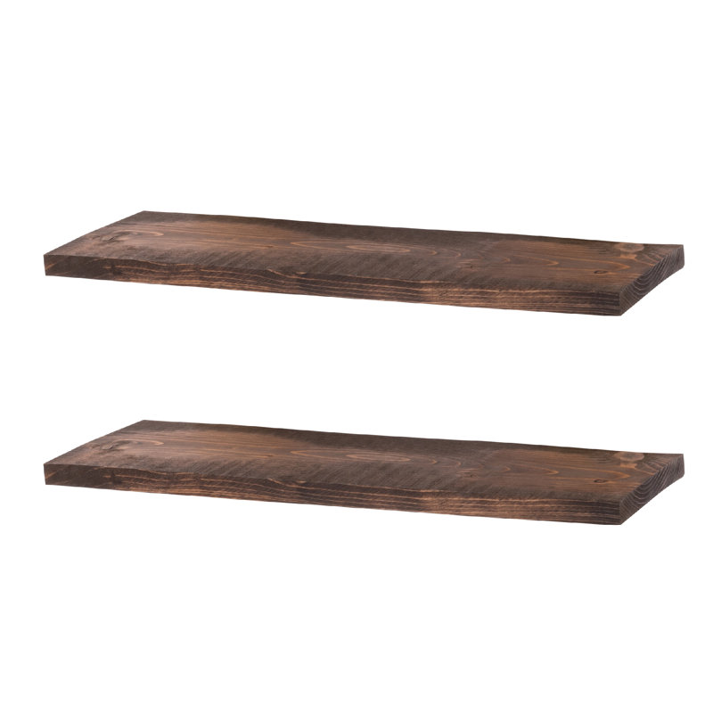 Anothy Pine Solid Wood Shelf, 1" H x 36" W x 7.5" D, Trail Brown